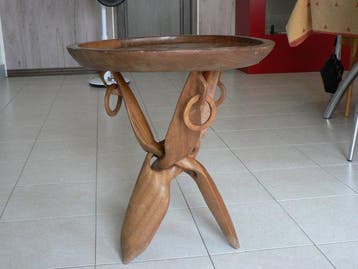 Bijzettafel (2) - Mahonie - Massief houten sokkel, Antiek en Kunst