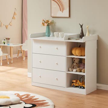 Luiercommode Beldinupp 3 lades en 3 open vakken 93x110x55 cm, Verzenden, Nieuw