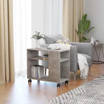 vidaXL Bijzettafel 70x35x60,5 cm bewerkt hout betongrijs, Huis en Inrichting, Tafels | Bijzettafels, Verzenden, Nieuw, 45 tot 60 cm