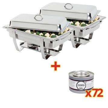 SPECIALE AANBIEDING 2x Olympia Milan Chafing Dish met 72-pak, Verzenden