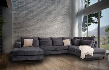 U-Bank Naaldwijk - u-banken, Nieuw, 150 cm of meer, Stof, 250 tot 300 cm