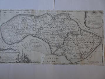 gravure kaart Schouwen Duiveland Hattinga, Tirion 1753, Boeken, Atlassen en Landkaarten, Gelezen, Verzenden, Voor 1800, Landkaart