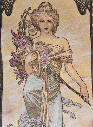 Arazzo Alfons Mucha LE PRINTEMPS - Art Nouveau - Textiel -