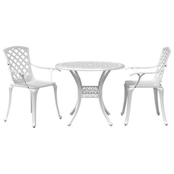 vidaXL 3-delige Bistroset gietaluminium wit, Verzenden, Nieuw, Aluminium, 2 zitplaatsen