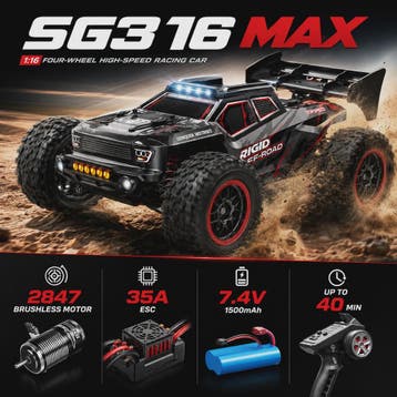 RC Crossauto 80 km/u - 1/16 4x4 Off-road Truck met LED Verli, Verzenden, Nieuw