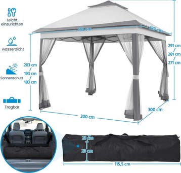 2dekans | Yaheetech Pop-up Partytent 330 x 330 cm -, Ophalen of Verzenden, Zo goed als nieuw