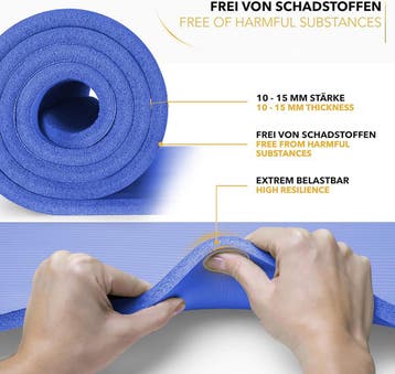 Yogamat - Fitness mat - Sportmat - Yoga mat extra dik - Blau, Verzenden, Zo goed als nieuw