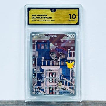 Pokémon Graded card - Galarian Meowth 141 - 30th Anniversary, Nieuw
