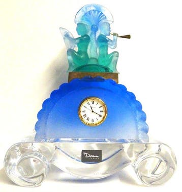 Daum - sculptuur, Tafelklok Aztec - 21 cm - Kristal,, Antiek en Kunst