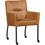 Set van 8 Leren eetkamerstoelen Lucky - Vintage Cognac, Huis en Inrichting, Stoelen, Ophalen of Verzenden, Nieuw, Leer