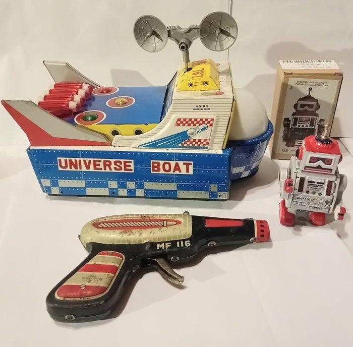 ME CHINA - Speelgoed robot Universe Space Boat (ME767), Antiek en Kunst, Antiek | Speelgoed