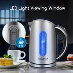 Waterkoker - Retro - RVS - met LED - 1.7L - 2200W - Zilver, Witgoed en Apparatuur, Waterkokers, Verzenden, Zo goed als nieuw