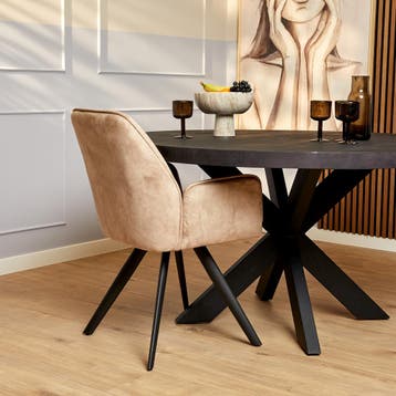 Eetkamerstoel Nova Beige Velvet | Starfurn, Ophalen of Verzenden, Nieuw