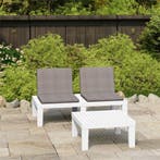 vidaXL 2-delige Loungeset met kussens kunststof wit, 2 zitplaatsen, Verzenden, Textileen, Nieuw