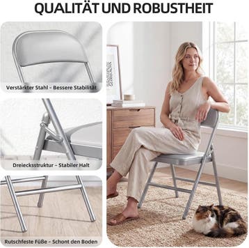 Klapstoelen - Vouwstoelen - Set van 2 - Eettafelstoelen - Gr, Verzenden, Zo goed als nieuw