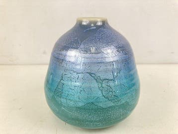 Vaas - Museumkwaliteit Kutani-ware zilverblauw-onderglazuur