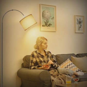 Stijlvolle Boog Vloerlamp 170cm met Linnen Kap & Inclusief 1, Huis en Inrichting, Verzenden, Nieuw
