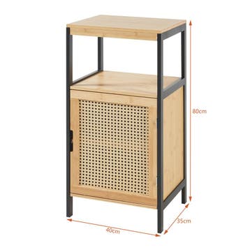 Badkamerkast Tervola 80x40x35 cm zwart naturel rotan look [e, Verzenden, Nieuw
