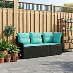 vidaXL Tuinstoel met Armleuning en Hoekbank 2 Stuk Zwart en, Verzenden, Nieuw, Rotan