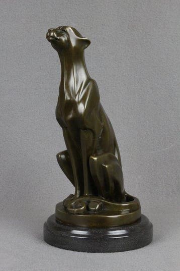 sculptuur, Sitting Cheetah - 3,8 kg - 30 cm - Gepatineerd
