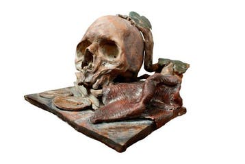 sculptuur, Vanitas in terracotta policroma, XVIII secolo -