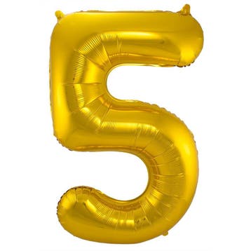 Folie Ballon cijfer 5 goud 86 cm, Verzenden, Nieuw, Versiering, Verjaardag