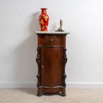 Nachtkastje - bijzettafel - Hout, Marmer, Messing -
