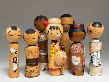 Vintage Japanse Kokeshi-collectie – 7-delige set – Waichi, Antiek en Kunst