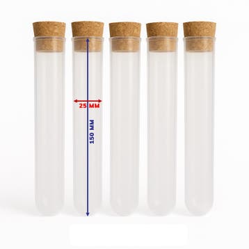 XXL kunststof reageerbuis (80 ml, PP, met kurk), Ophalen of Verzenden, Nieuw