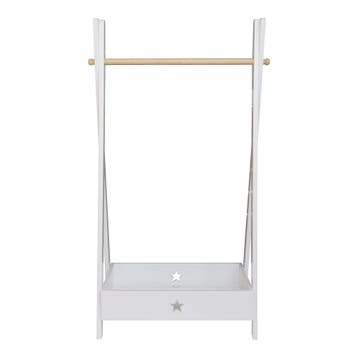 [en.casa] Kinder kledingrek Laxe 126x73x43 cm wit en houtkle, Kinderen en Baby's, Verzenden, Nieuw