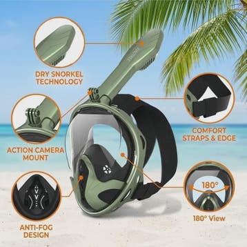 Volledig Gelaat Snorkelmasker met 180° Panoramisch Zicht & A, Verzenden, Nieuw