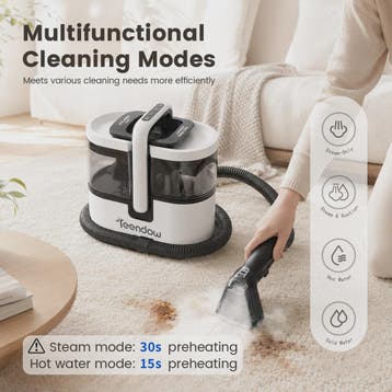 Teendow C7 MAX Tapijt & Stoom Reiniger - 1800W, 100°C Stoom,, Witgoed en Apparatuur, Verzenden, Nieuw