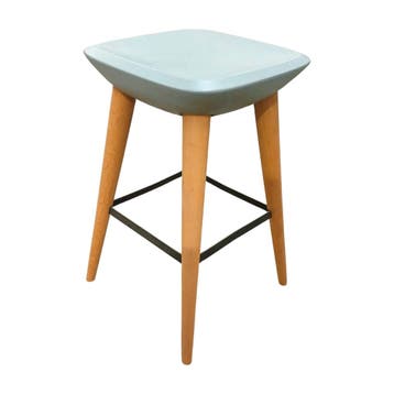 Barkruk, 66,5 cm hoog, zitvlak 40x40 cm, bruin/lichtblauw, Ophalen of Verzenden, Gebruikt