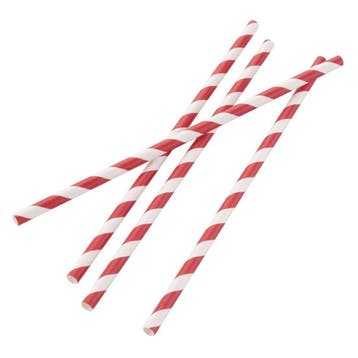 Composteerbare papieren rietjes 210mm rood-wit | Individu..., Verzenden, Nieuw in verpakking