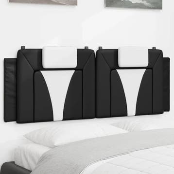 vidaXL Hoofdbordkussen Viana 120 cm kunstleer zwart en wit, Verzenden, Nieuw, Zwart, Overige materialen