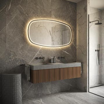 HIPP Design Phantom Deens Ovale LED spiegel - Zwart Frame -, Huis en Inrichting, Woonaccessoires | Spiegels, Ophalen of Verzenden
