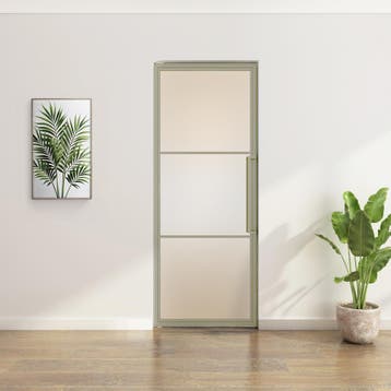 Stalen Taatsdeur - Kiezelgrijs - 3 Vlaks - Mat glas, Minder dan 80 cm, Overige typen, Nieuw, Metaal