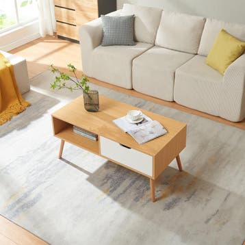 Salontafel Bordkak 100x48x45 cm eikenkleurig en wit [en.casa, Huis en Inrichting, Tafels | Salontafels, Verzenden, Nieuw
