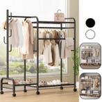 Zwaar Dubbel Kledingrek – Met Haken, Schoenenrek en Wielen, Verzenden, Nieuw