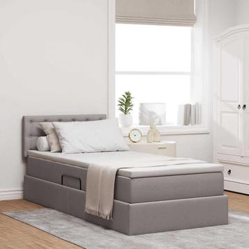 vidaXL Opbergbed met matras met matras Taupe 100 x 200 cm, Verzenden, Nieuw