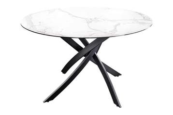 Ronde eettafel ALPINE 120 cm wit marmer keramiek zwart, Huis en Inrichting, Tafels | Eettafels, Ophalen of Verzenden, Nieuw