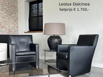 Als nieuw: Leolux / Évidence Dolcinea lederen fauteuils (SeT, Verzenden, Leolux , Leer, Zo goed als nieuw