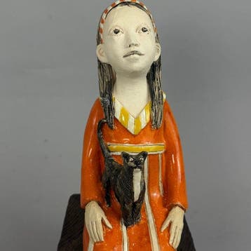 Ida - Girl with cat - hand made