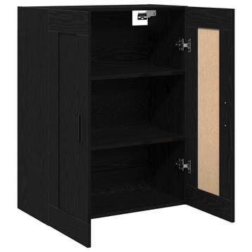 vidaXL Wandkast Zwart Eiken 69,5 x 34 x 90 cm Bewerkt hout, Minder dan 50 cm, Verzenden, Nieuw, Minder dan 100 cm