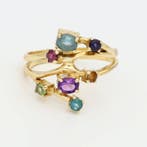 Ring - 18 karaat Geel goud, Amethist, Topaas, Spinel,, Nieuw
