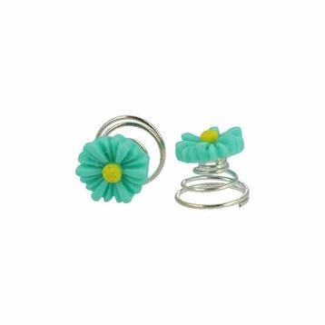 Haarspeld Curlies 1.2cm - Bloem Margriet - Blauw - Set van 2, Nieuw
