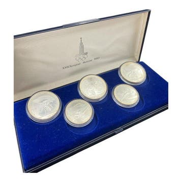 Rusland, Sovjet-Unie (USSR) Set of 5 coins: 5 & 10 Roubles /