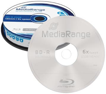 MediaRange | BD-R | 25 GB | 6x Speed | Cakebox | 10 Stuks, Verzenden, Nieuw