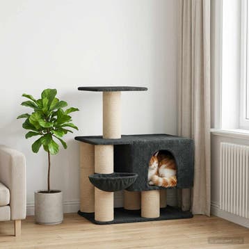 vidaXL Kattenboom met sisal krabpalen Donkergrijs 96 cm, Verzenden, Nieuw