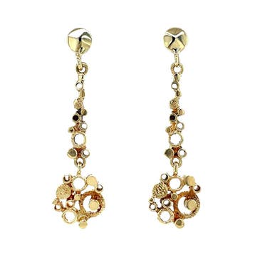 Gouden oorstekers met hanger 14 karaat, Sieraden, Tassen en Uiterlijk, Oorbellen, Verzenden, Zo goed als nieuw, Goud